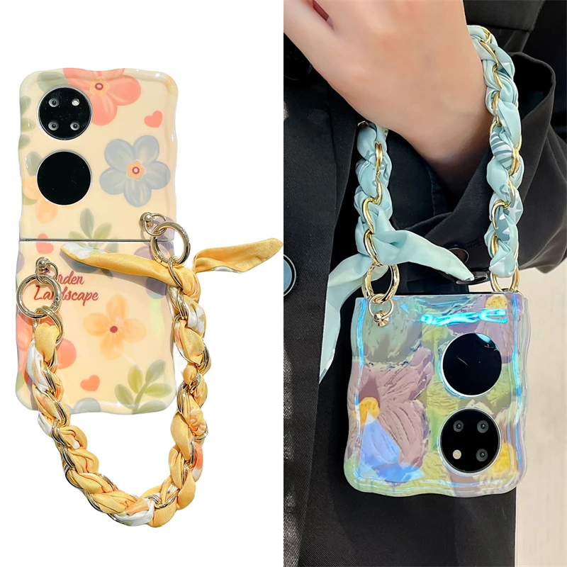 油画花朵适用华为p50pocket手机壳pocket S折叠pocket 2保护套女