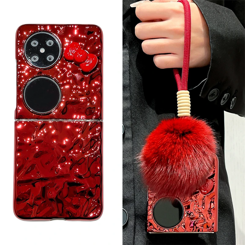 新年款蝴蝶结适用华为p50pocket手机壳pockets折叠pocket 2保护套