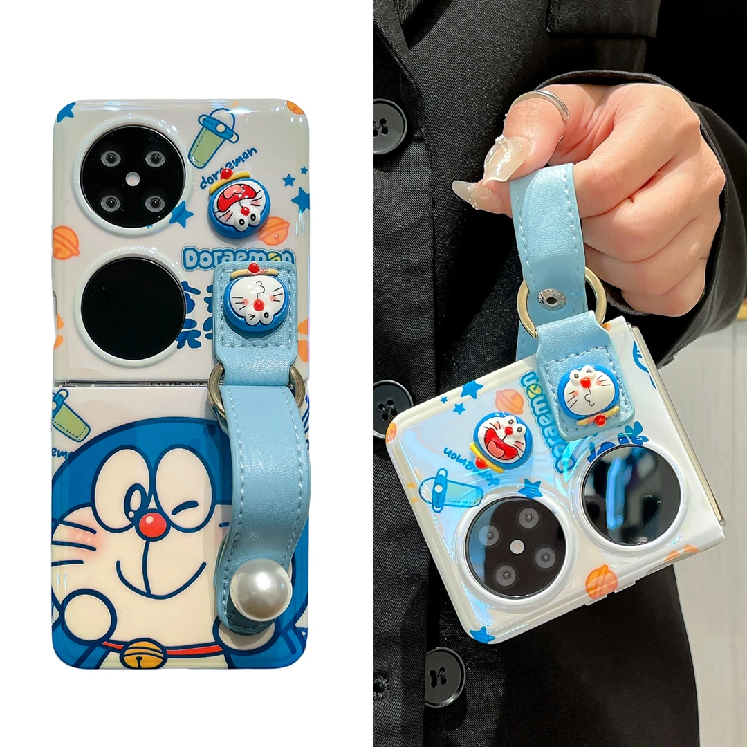 叮当猫腕带适用华为p50pocket手机壳pockets折叠pocket 2保护套女