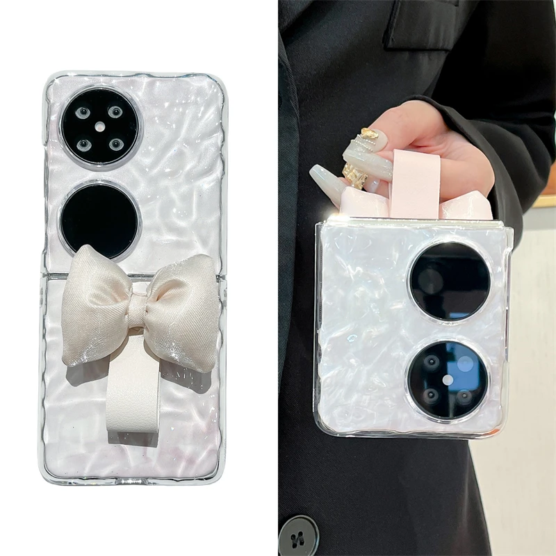 蝴蝶结指环适用华为p50pocket手机壳pockets折叠pocket 2保护套女