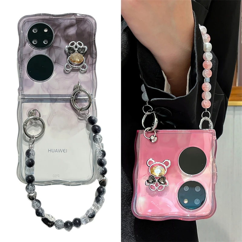 小熊晕染适用华为p50pocket手机壳pocket S折叠pocket 2保护套女