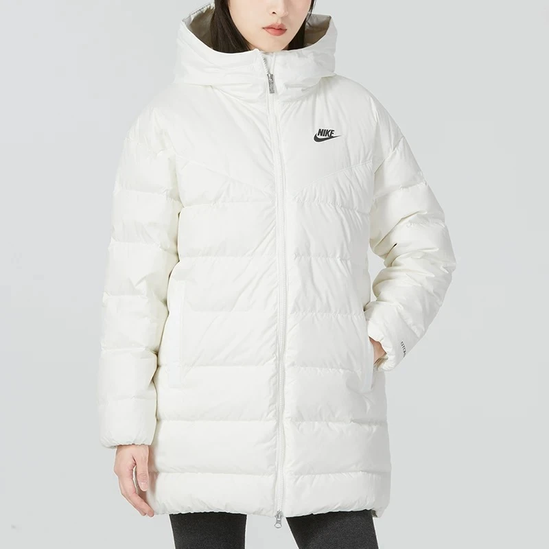 Nike 耐克冬季款女子中长款户外休闲保暖连帽羽绒服外套DQ6874133
