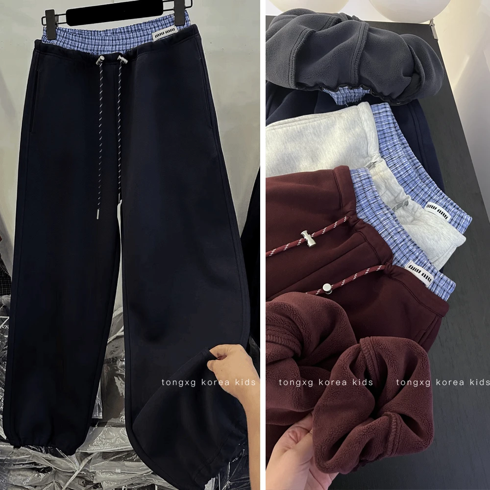 【乌梅子酱】2024新款上新休闲舒适撞色束脚卫裤中大童长裤kt050