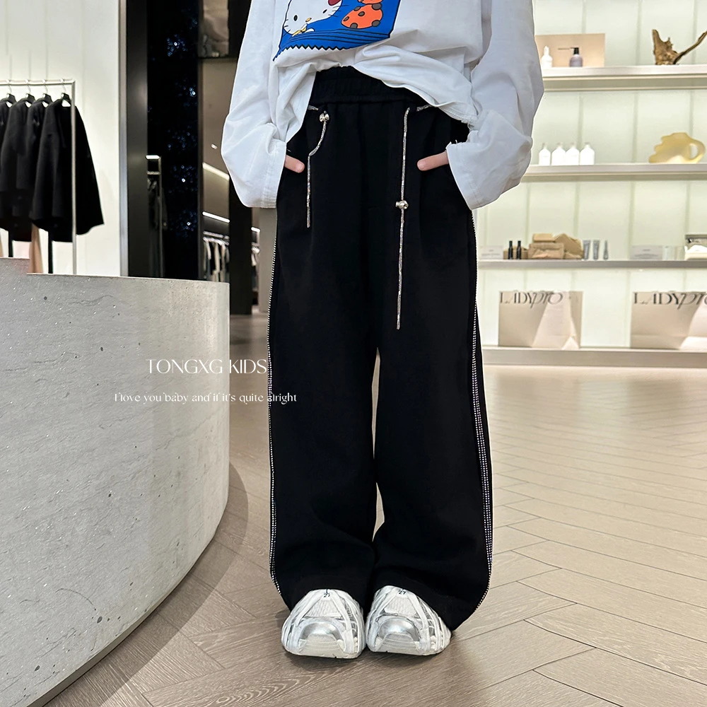 【星河入梦】2024早秋上新中大童休闲裤时髦运动黑色长裤kt026