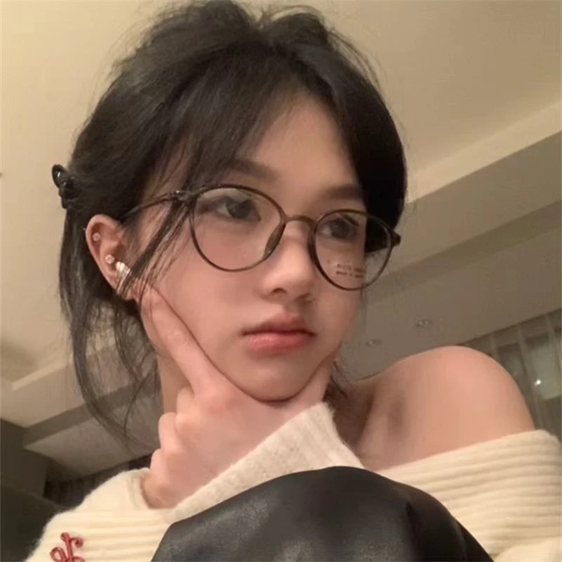 韩版圆框近视眼镜女早八素颜神器防蓝光辐射平光镜显脸小超轻镜架