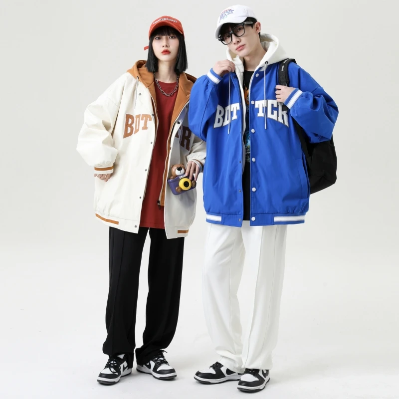 连帽外套男士春秋季新款潮牌工装夹克日系cityboy情侣棒球服上衣