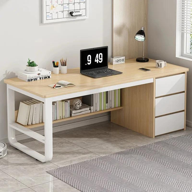 龙谋办公室电脑桌家用简约写字台客厅书房学生学习桌卧室带抽屉一