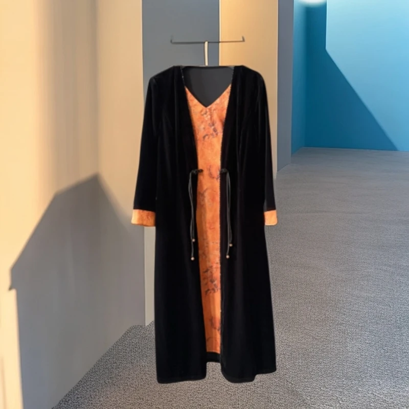 L88908设计师时尚显瘦大气高端洋气百搭气质宽松 款民族风连衣裙