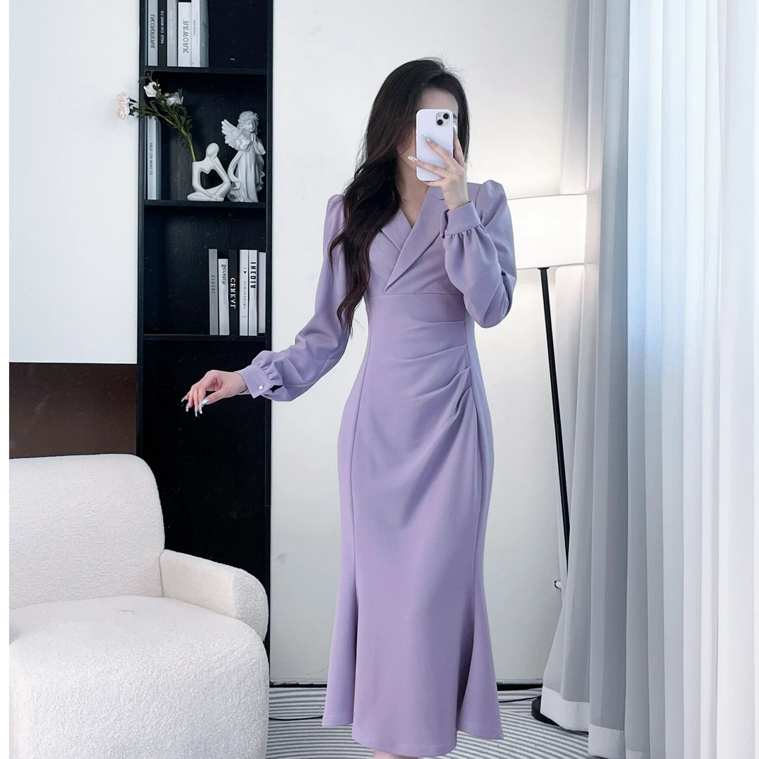 拉夏贝尔/25现货秋新优雅女神气质高级感仙气连衣裙 10038 LSC