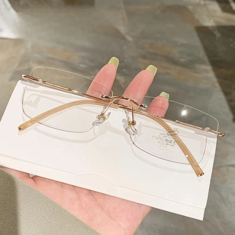 无框近视眼镜女可配有度数防蓝光超轻高级感金丝无边框眼睛镜架男