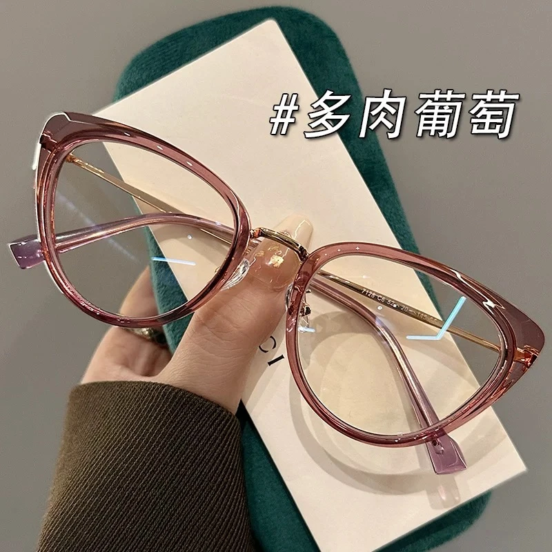 美式超轻TR猫眼镜框女近视专业可配有度数散光镜片方圆脸眼睛架潮