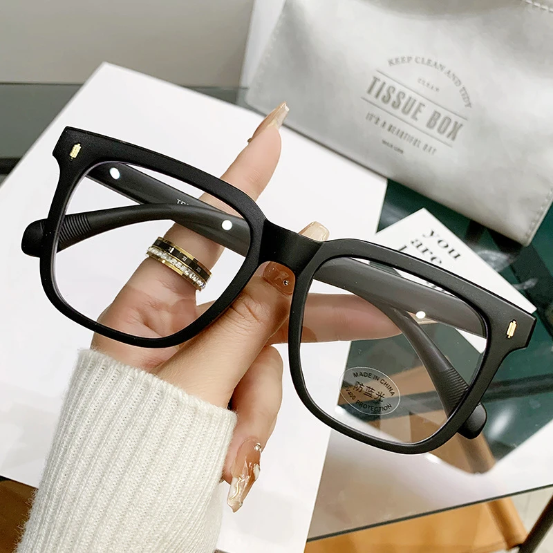 眼镜男潮复古黑框磨砂大框圆脸显瘦防蓝光黑色素颜神器平光镜架女