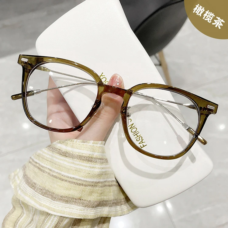 冷茶色眼镜女韩版潮素颜可配度数近视超轻大脸显瘦散光眼睛框镜架