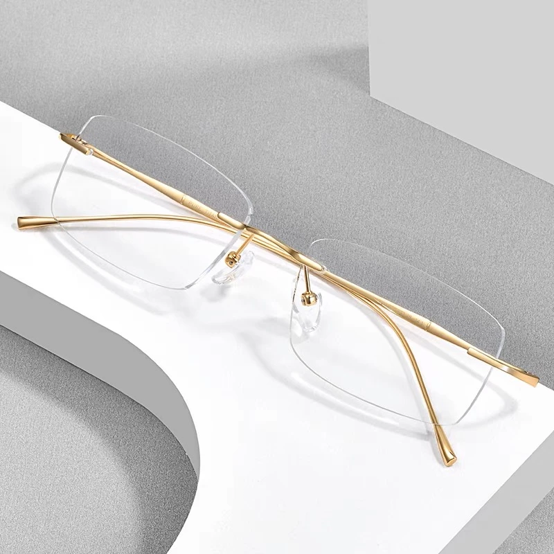 超轻钛合金无框眼镜近视眼镜框男商务无边框金丝女镜架近视镜成品