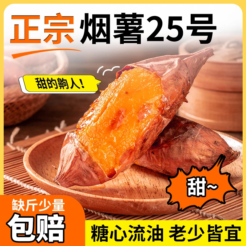 山东农家自种红薯新鲜烟薯25号红心地瓜烤蜜薯糖心流油红芋3/5斤