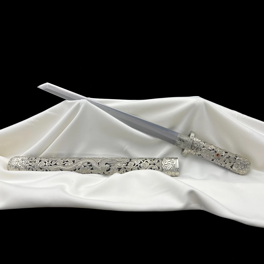 龙泉沈广隆-天玄刀 白铜 乌兹钢 手工锻打 唐横刀 未开刃