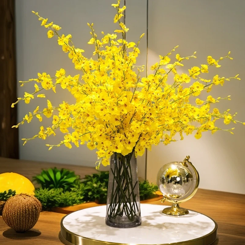 跳舞兰绢花真花插花束花艺摆件欧式假花家居客厅餐桌电视柜装饰