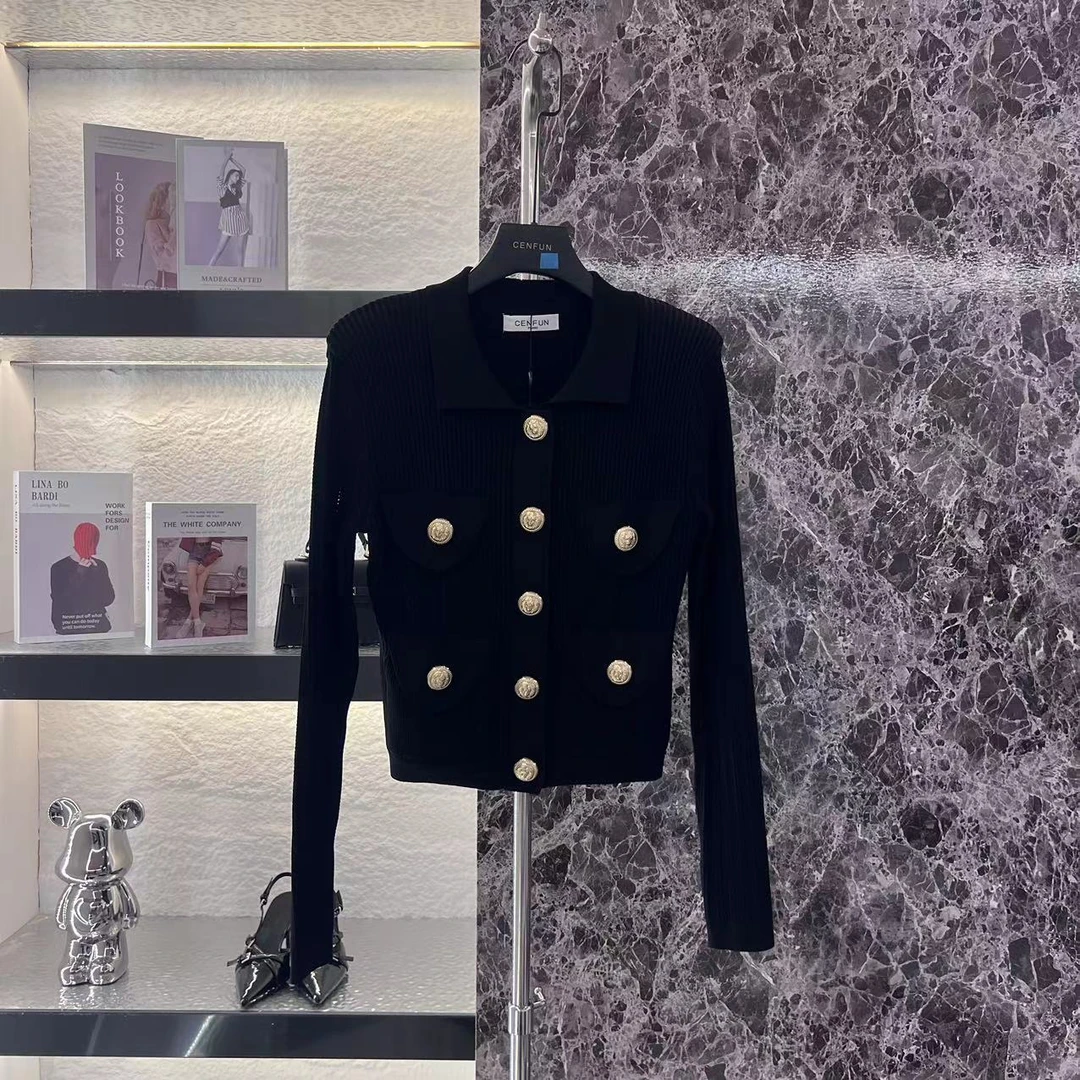 【CENFUN】*小香风气质网红轻奢时尚黑色名媛连衣裙A23187