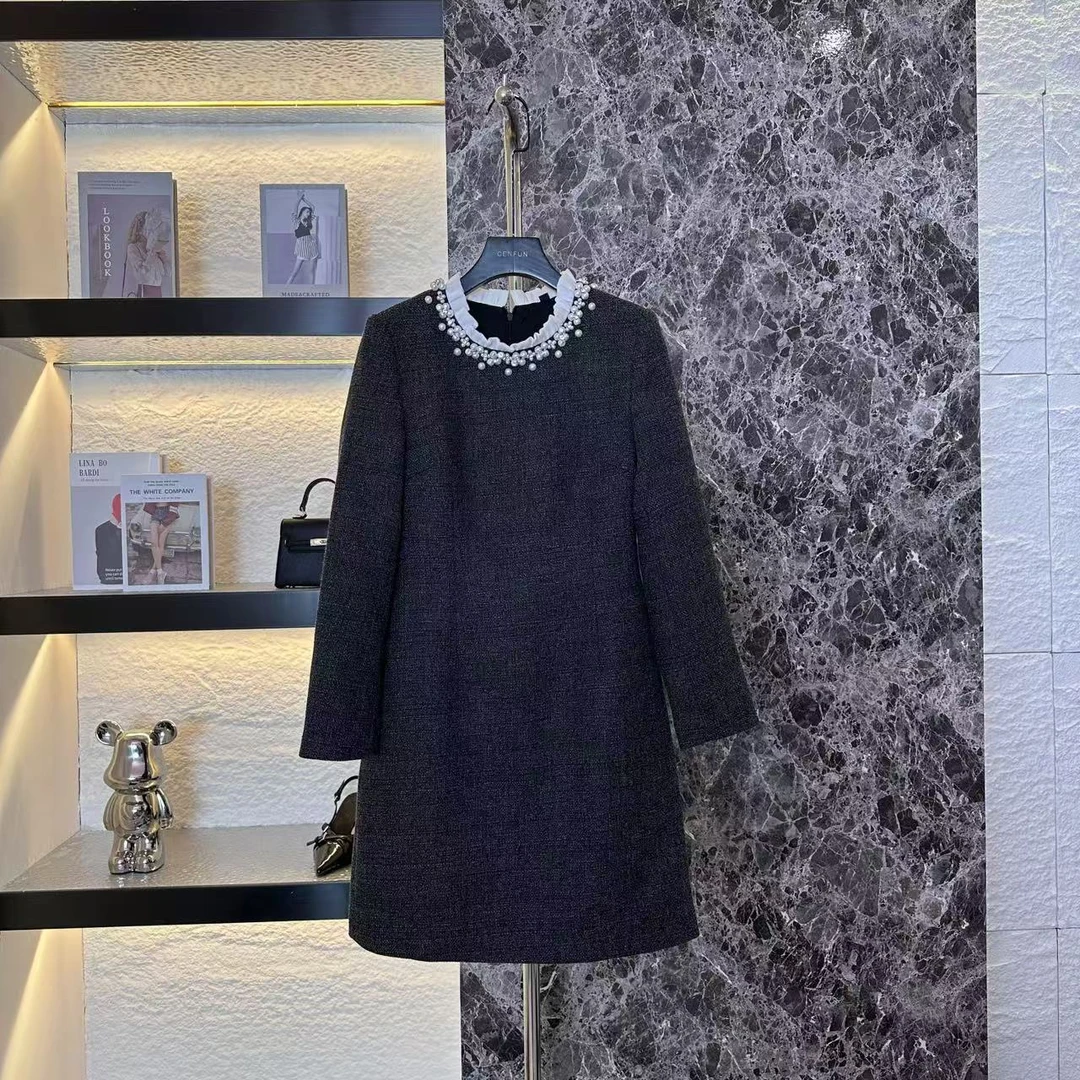 【CENFUN】*轻奢时尚黑色少年设计师连衣裙法式E031220