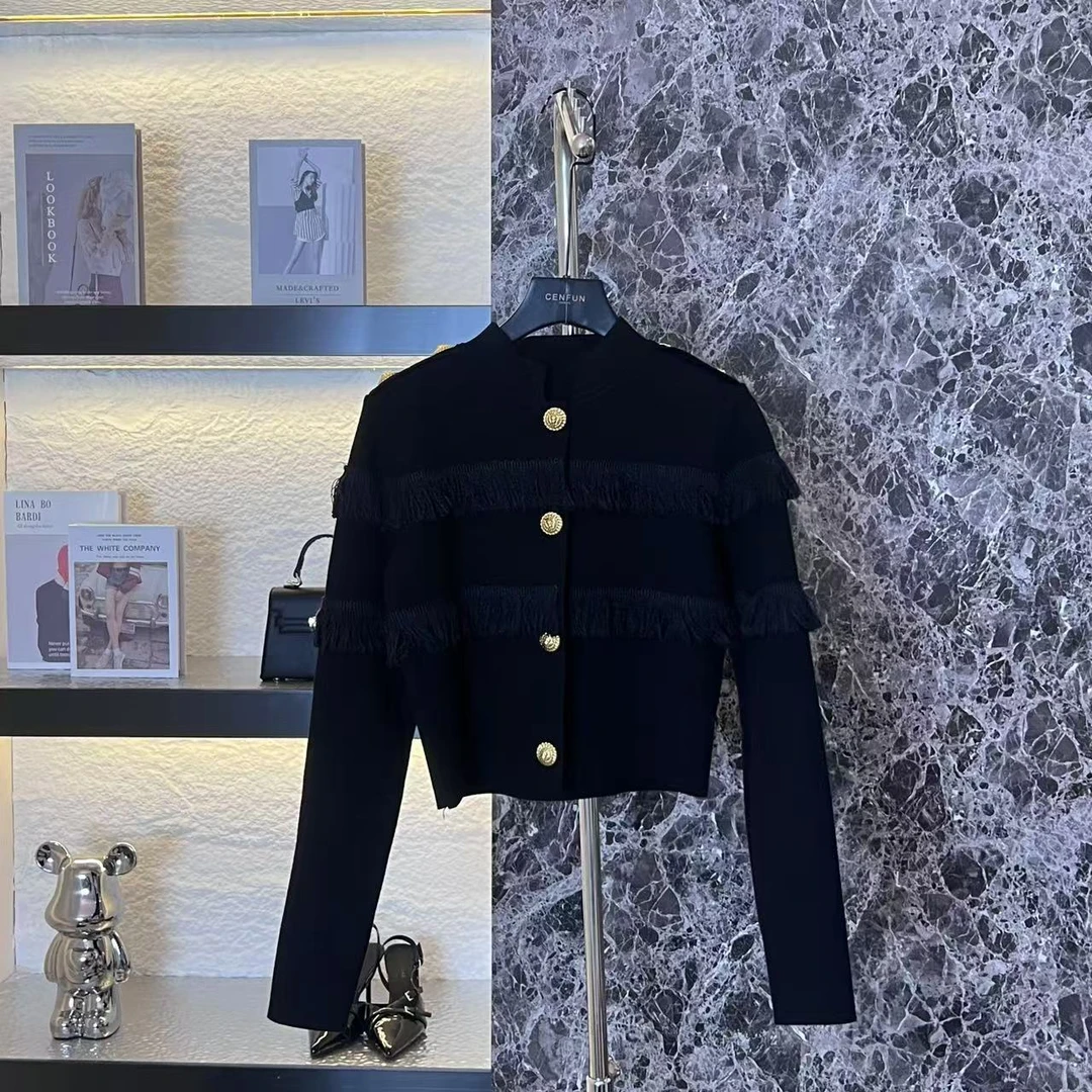 【CENFUN】* 秋季欧货南油对版高奢洋气长袖针织开衫女A23191