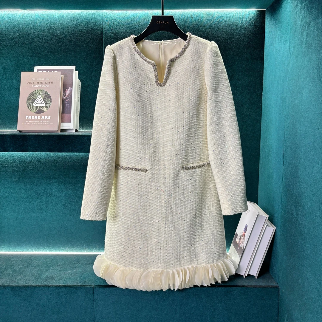 【CENFUN】* 法式名媛优雅小香风精致长袖连衣裙E03181