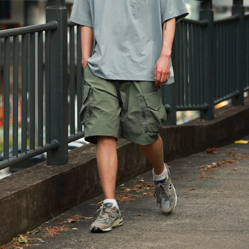 PINSKTBS 24SS夏季日系复古可调节腰带多口袋立体袋五分裤短裤男