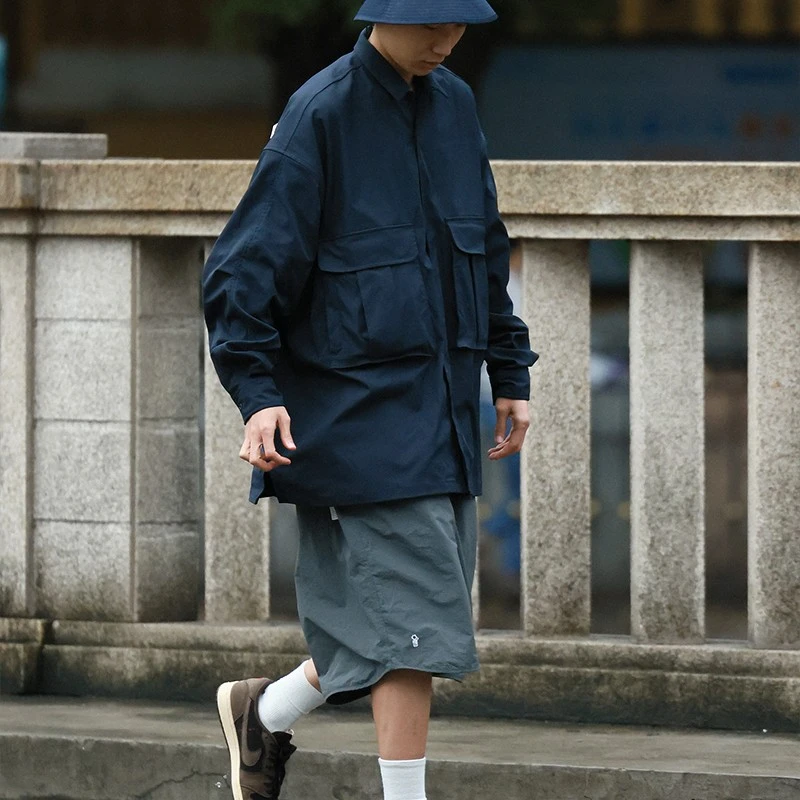 PINSKTBS 21SS春秋款流行CityBoy风格SOLOTEX宽松休闲长袖衬衫男