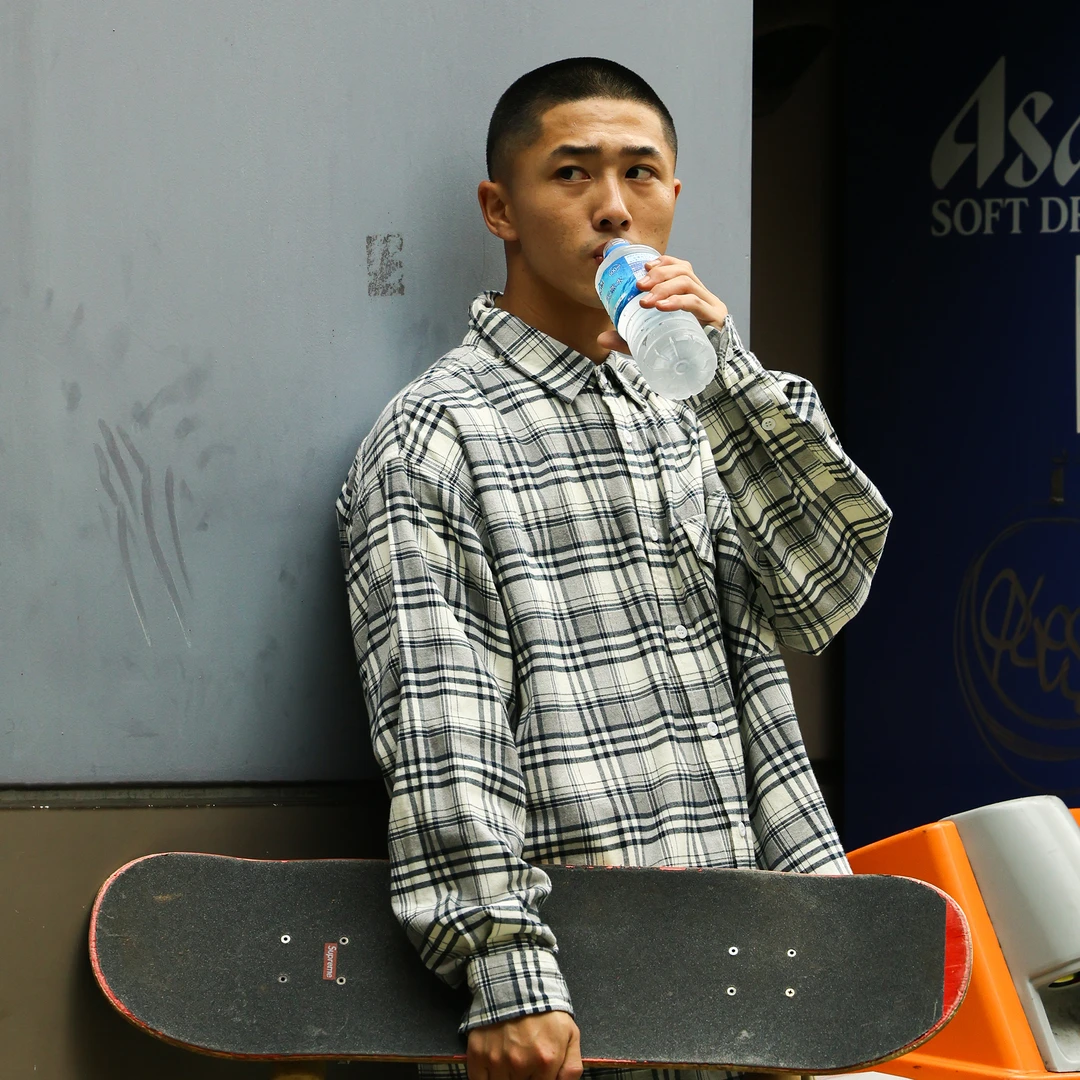 PINSKTBS 23AW春秋日系休闲潮牌宽松经典格子衬衫男长袖