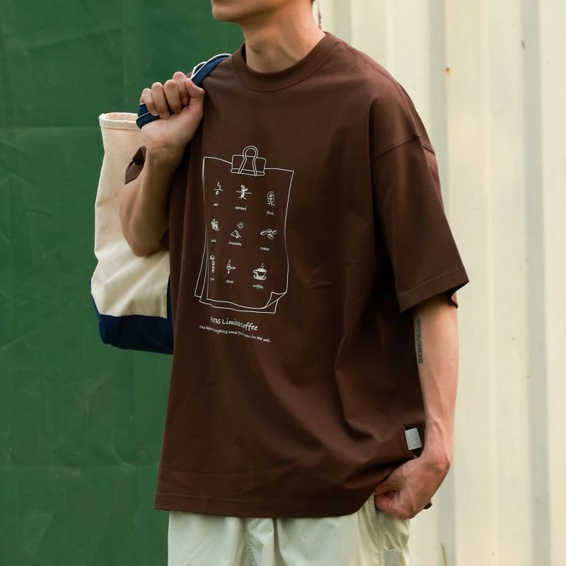 PINSKTBS 24SS日系复古宽松休闲时尚户外速干抗皱咖啡T恤短袖男