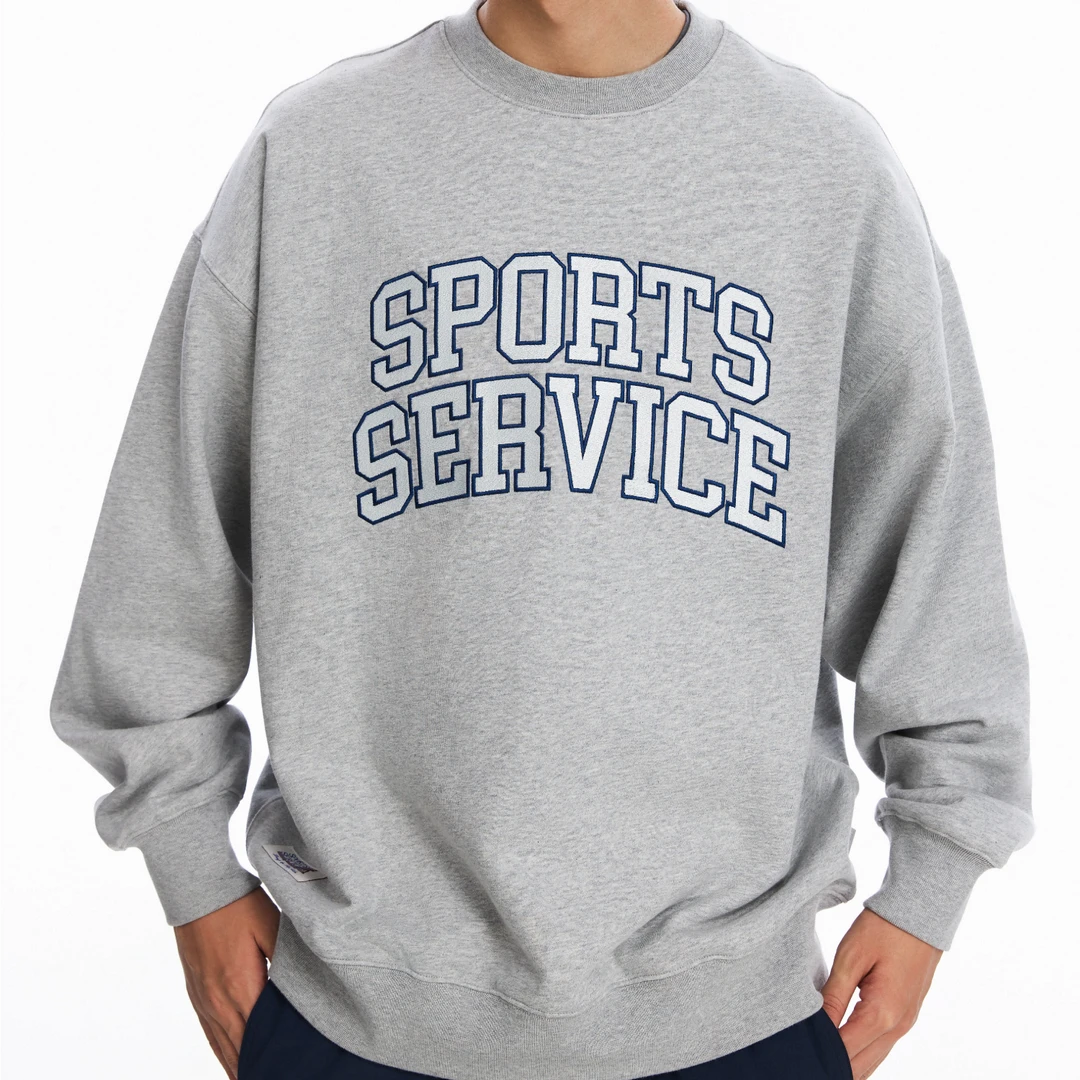 PINSKTBS 24AW秋冬日系复古休闲宽松运动圆领SPORTS字母刺绣卫衣