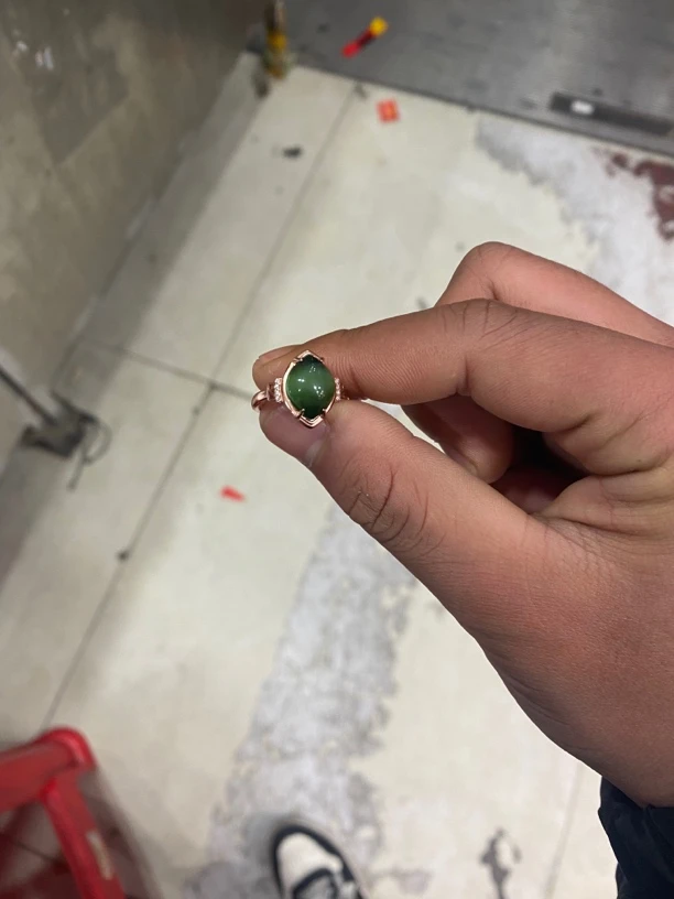 和田玉碧玉黑猫眼戒指