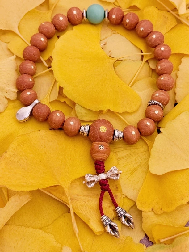 铜合金木质手链 藏式凤眼木质手串