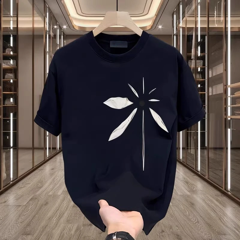 仓石一树美式痞帅纯袖T恤男女情侣款夏季街头宽松百搭圆领上衣潮