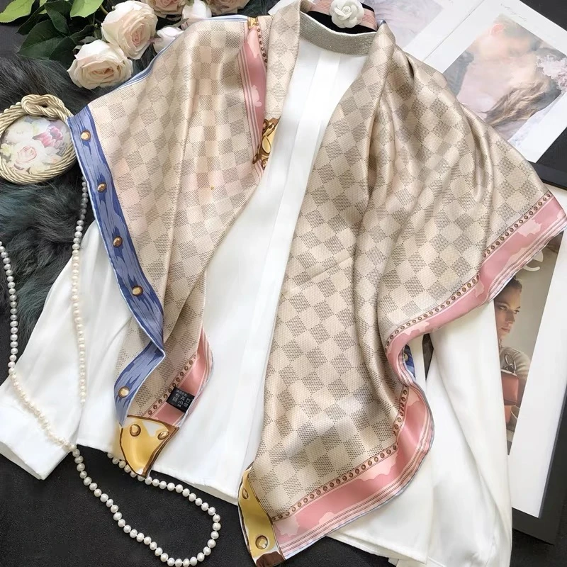 敏绣百搭桑蚕丝围巾女方巾