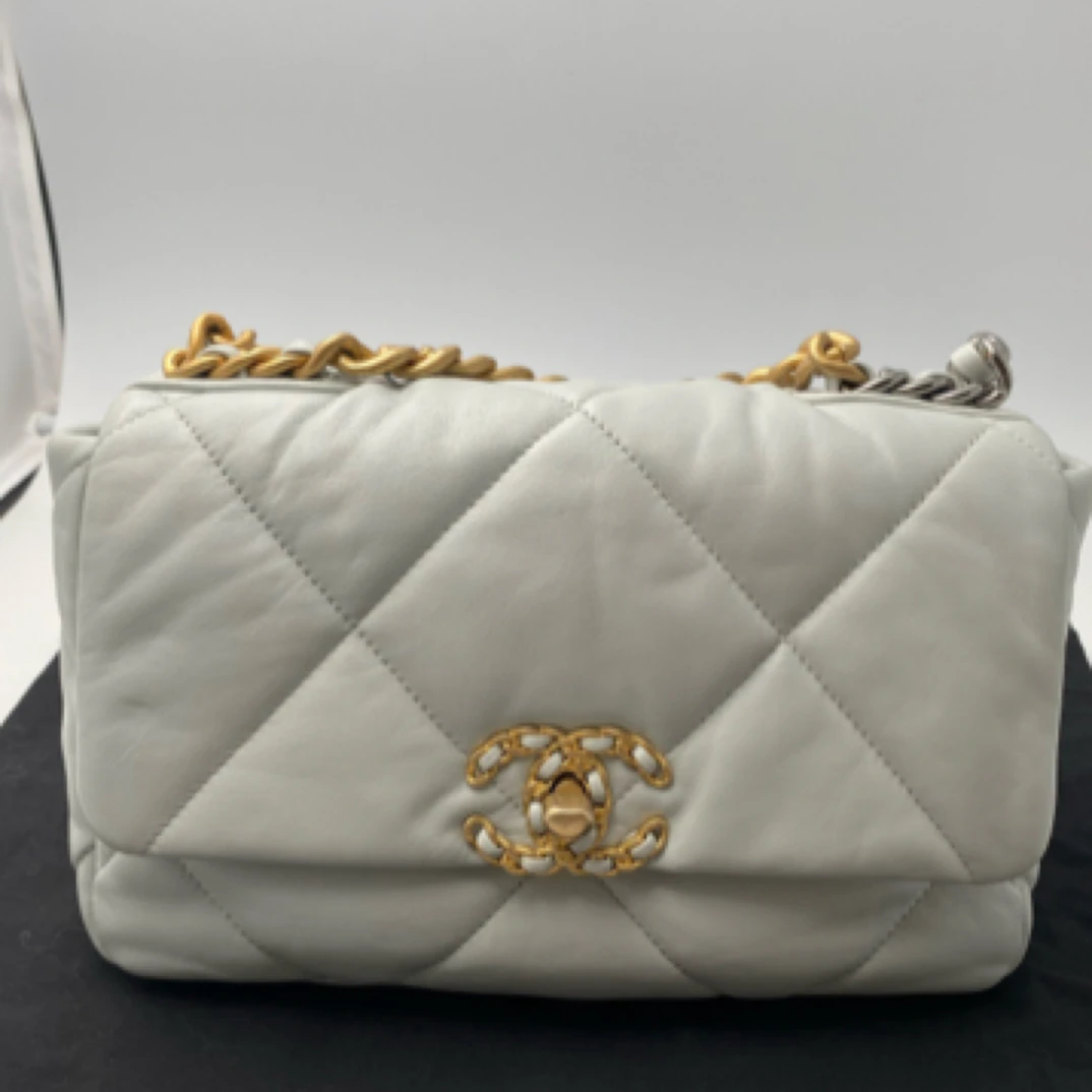 95新 Chanel/香奈儿 19bag小号羊皮淡蓝金扣 23年芯片款/JW2730号