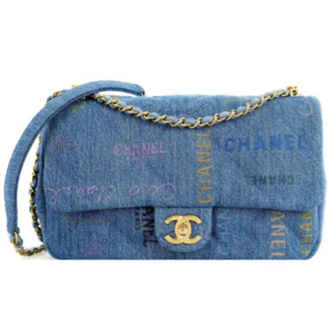99新 Chanel/香奈儿 香奈儿 CF大mini 丹宁小号 牛仔涂鸦/JW1395