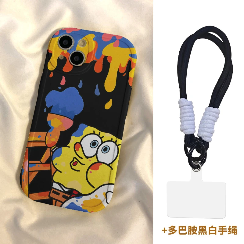 【苹果/华为/荣耀/OPPO/vivo/小米】涂鸦海绵宝宝大眼凹槽手机壳