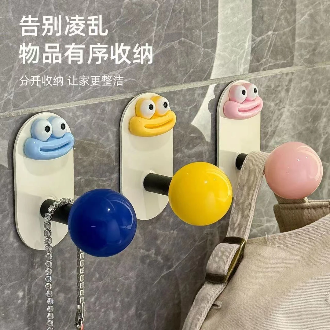 可爱挂钩免打孔贴墙强力粘钩不掉门后厨房卫生间衣帽承重挂勾家用