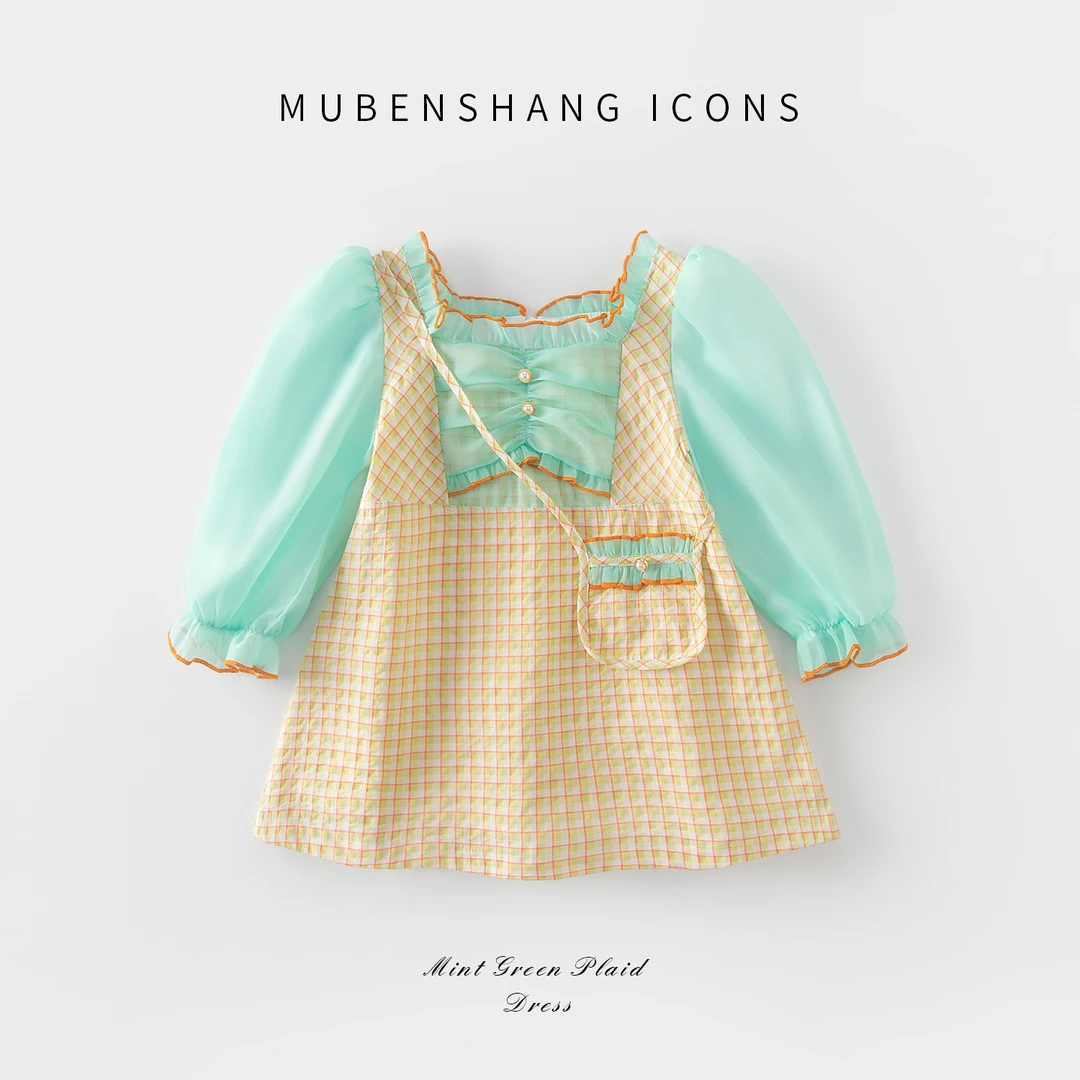 【木本尚清仓】女童秋装连衣裙复古小香风泡泡袖高端童装宝宝裙子