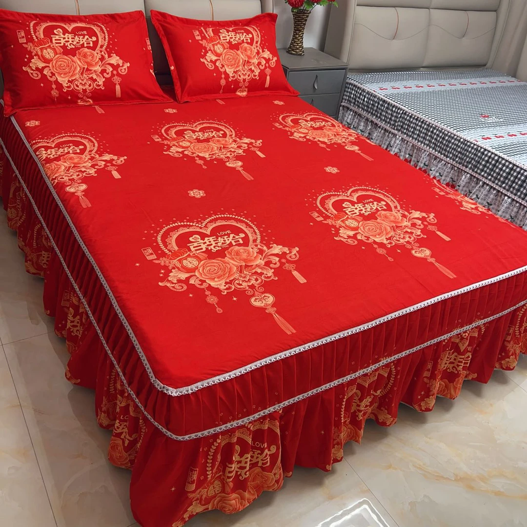 （百年好合）高端精品磨毛加厚床罩三件套（长2.3米）