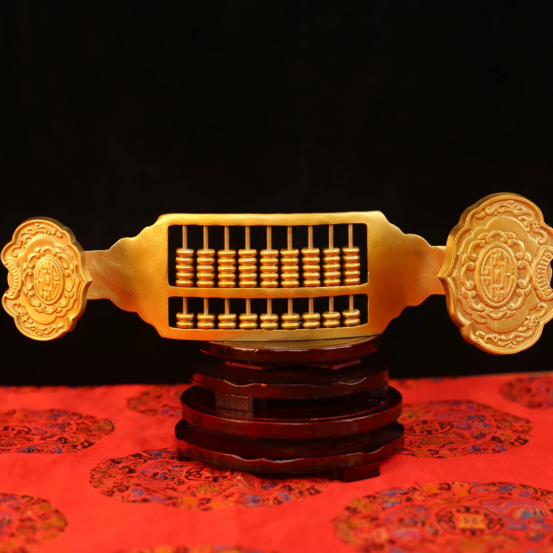 黄铜如意算盘摆件居家装饰桌面办公室客厅工艺品摆件居家摆件