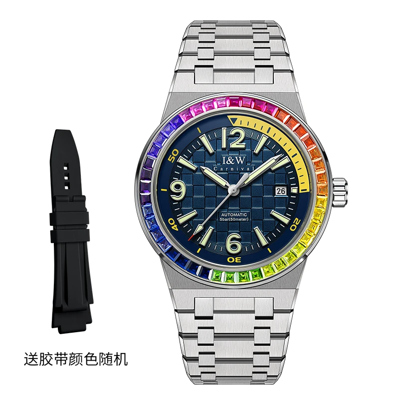 爱沃驰I&W大黄蜂彩虹圈高端自动机械表防水男表661-1