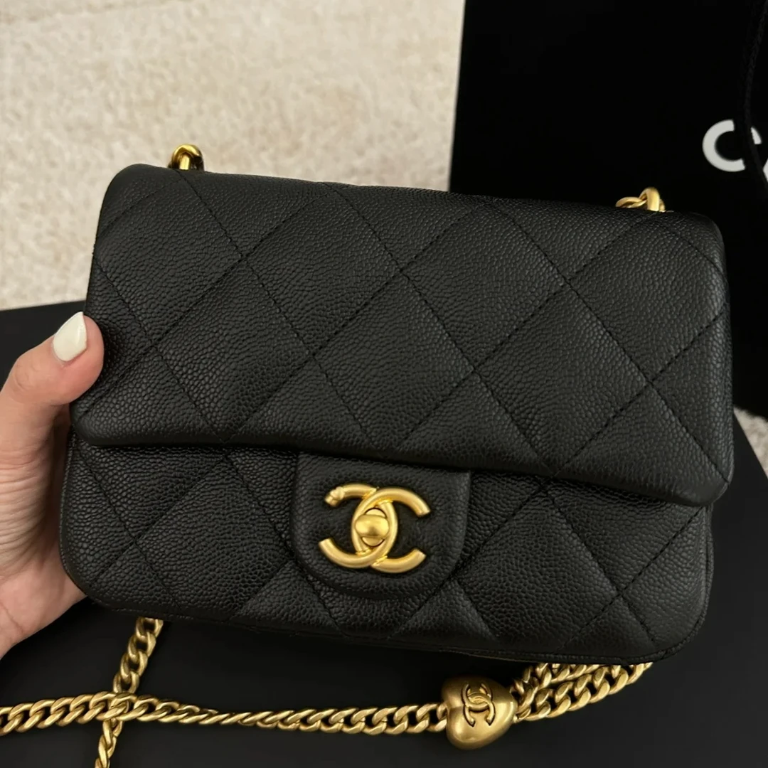 95新 Chanel/香奈儿 安洁利严选大mini黑金V纹/定金DJ
