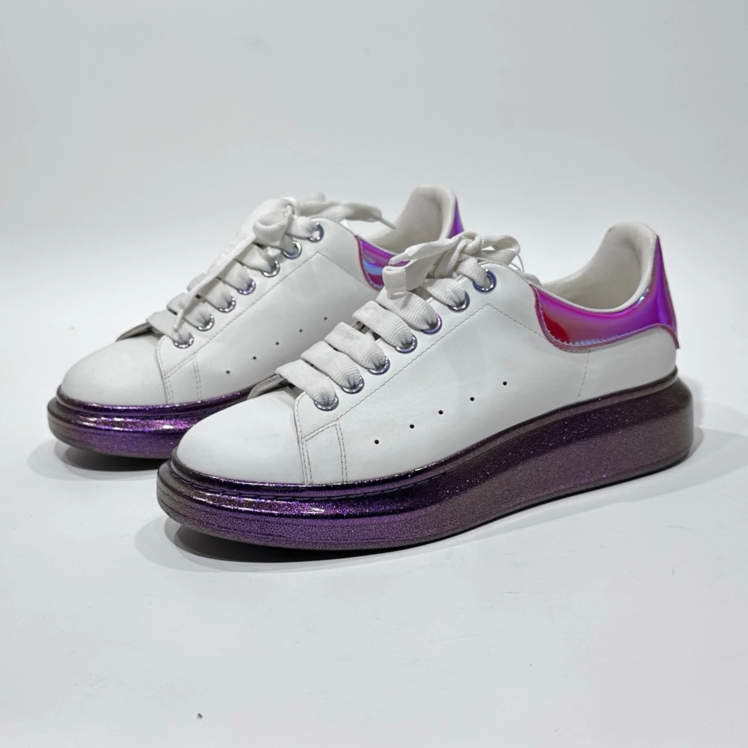 99新 Alexander McQueen/亚历山大·麦昆 40.5码 炫彩紫底小白鞋