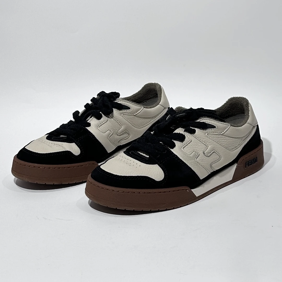 95新 FENDI/芬迪 42码 Match 黑棕时尚板鞋/WX80095