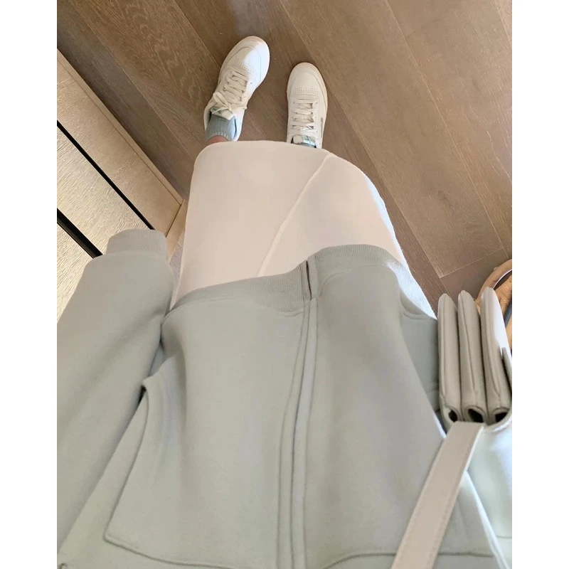freshtaro【反季清仓】燕麦米/奶白 好搭配松紧腰后开叉半身裙女