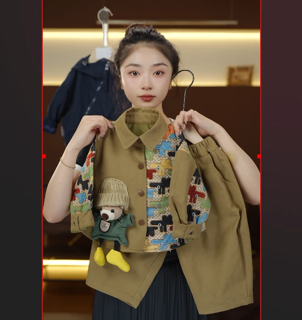 2024秋款萌娃穿搭儿童休闲韩版设计感时尚宽松卡通玩偶套装24209