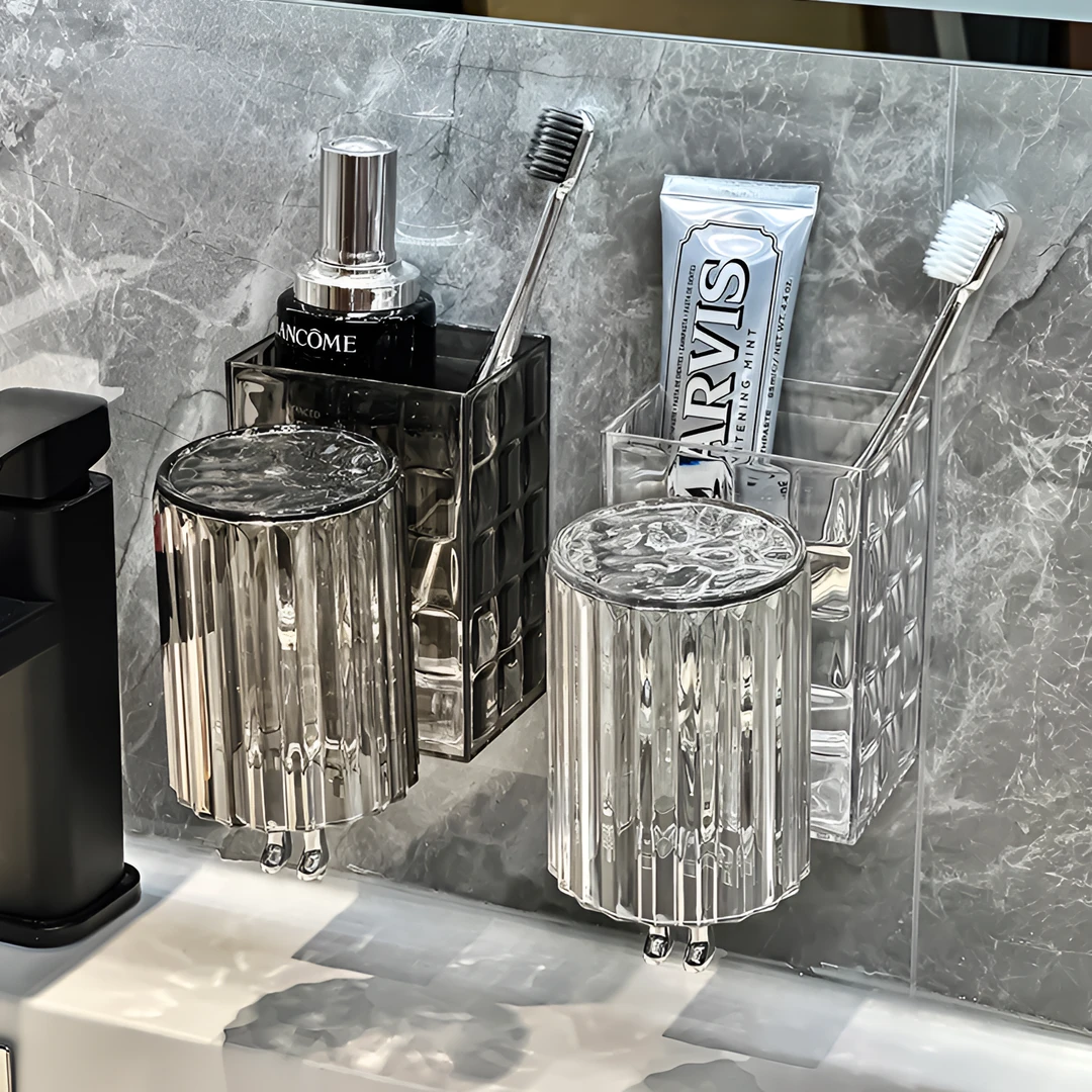 电动牙刷架置物架免打孔牙刷牙膏置物架壁挂情侣刷牙漱口杯牙杯架