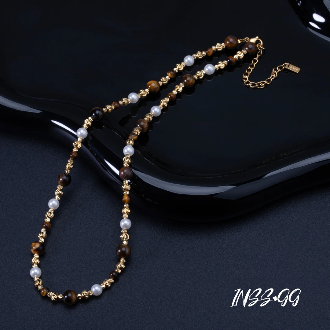 钛钢仿珍珠项链 【INSS·GG】美拉德新款百搭手工款时尚项链X1154