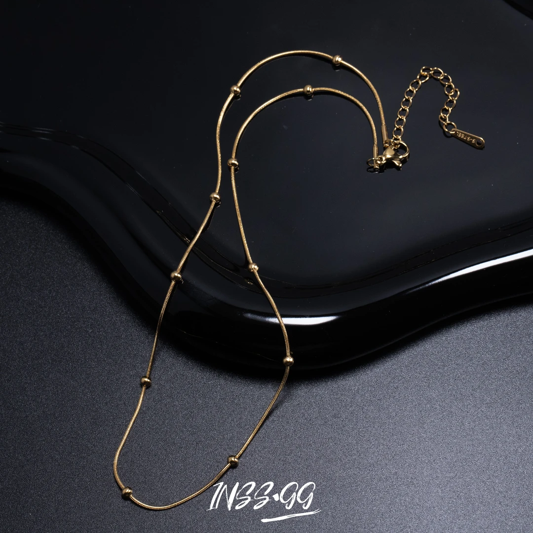 钛钢项链 【小福豆】时尚轻奢气质百搭小众简约金色个性项链X909